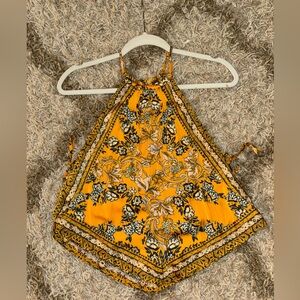 Free people yellow floral handkerchief top